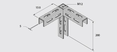 EF50-3WB Three-Way Bracket (Left Hand) HDG