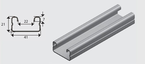 E4000 41x21mm Ribbed Channel/Strut HDG
